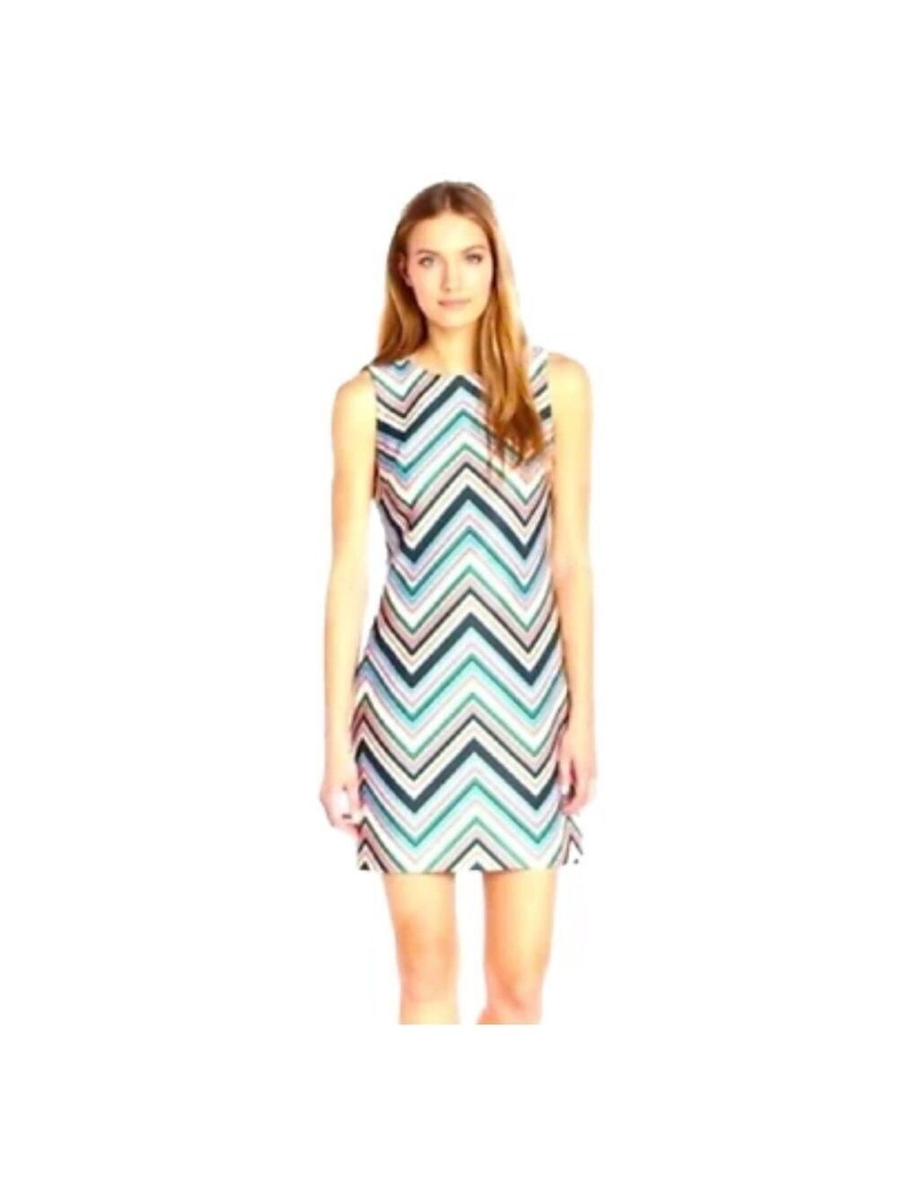 Just ..... Tailor Chevron Multicolor Print Sleeveless Sheath Dress
